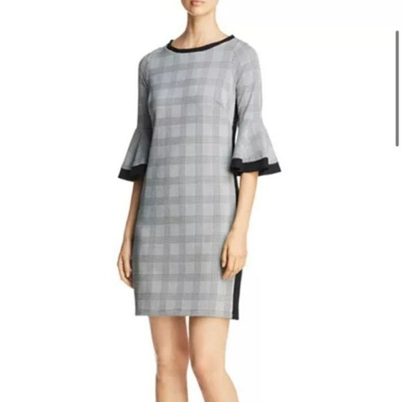 Three Dots Glen Plaid Sheath Dress SZ M - Picture 1 of 9